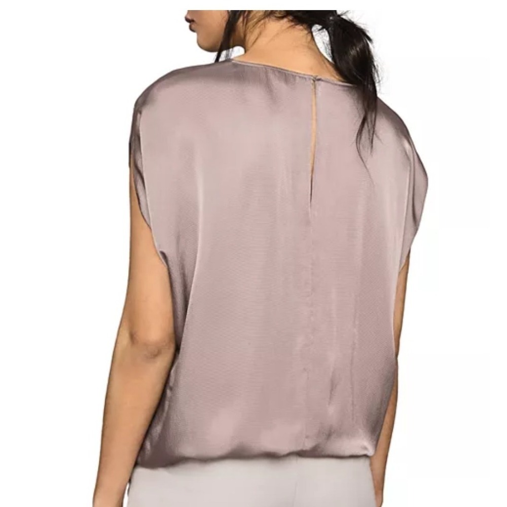 Reiss Maggie sz 8 Hammered Satin Top‎ Mauve Taupe Drawstring Oversized - Picture 2 of 9